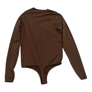 SKIMS Chocolate Cocoa Brown Long Sleeve Bodysuit Seamless Neck S M S/M Stretchy